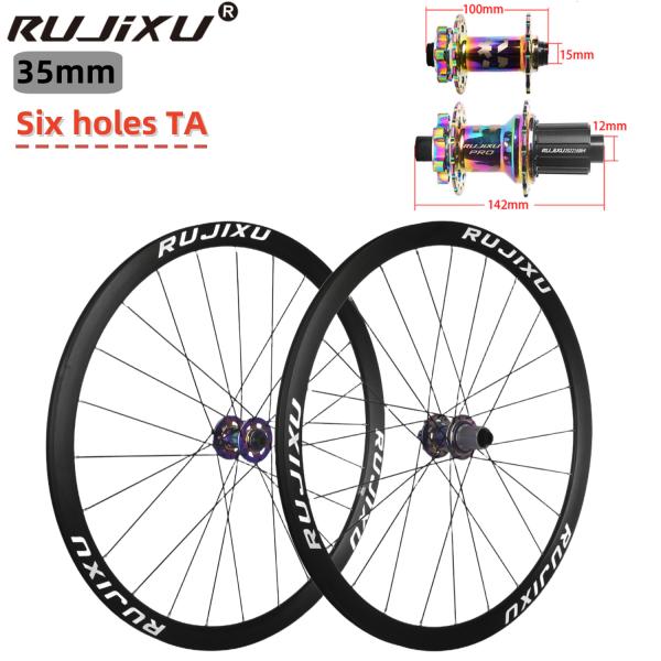 RUJIXU High Quality 700C 35mm Road Bike Wheelset Disc Brake Circular Spokes Clincher Aluminum Alloy Bicycle Wheel