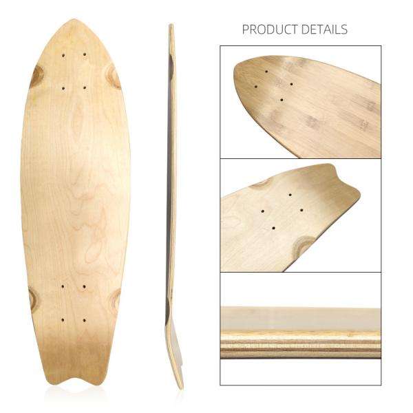 28inch Fish Tail Mini Cruiser Blank Skateboard Decks Canadian Maple Single Kick