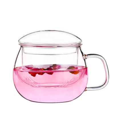 BPA Free Hand Blown Tea Steeper Mug , Thin Wall Glass Tea Infuser Travel Cup