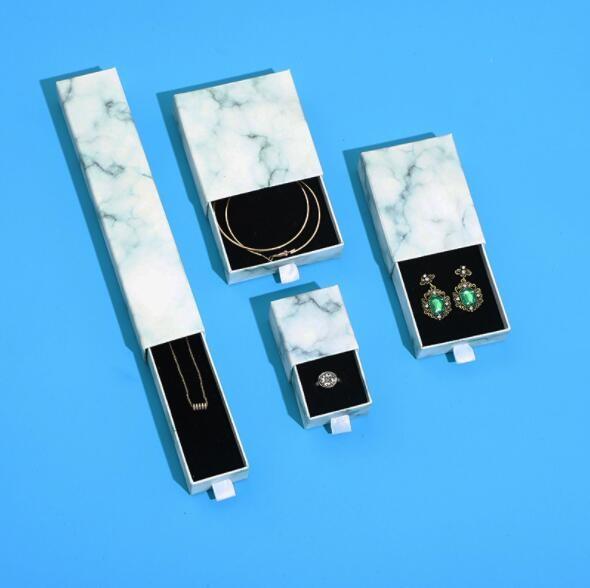 1000gsm 157gsm Paper Small Jewelry Box With Drawers Square Marble Pattern