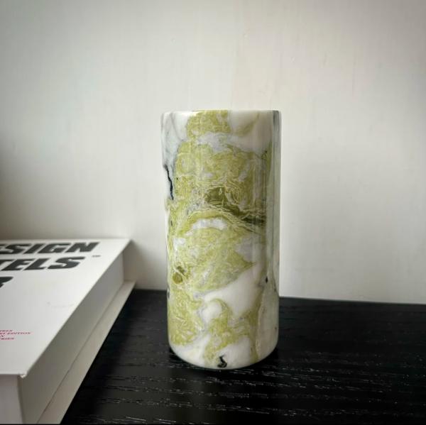Cold Emerald Jade Stone Flower Vase Green Modern For Home Decoration