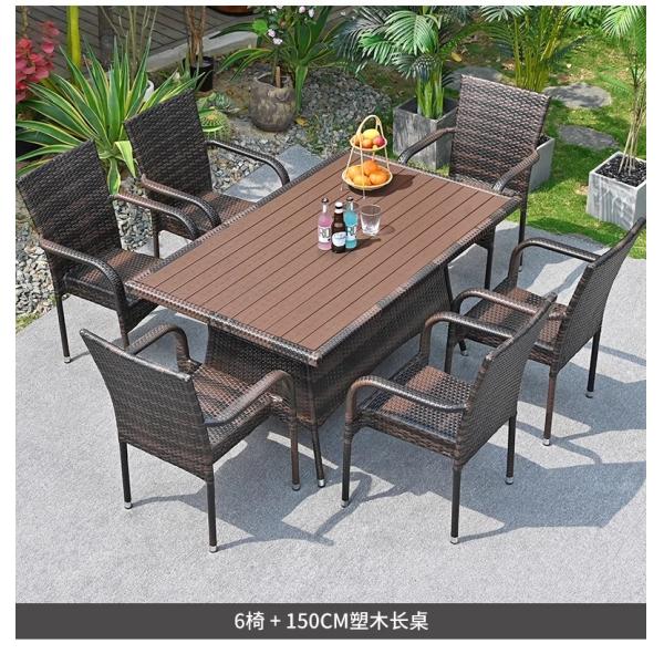 Outdoor Rattan Furniture Set Waterproof UV-Resistant Wicker Patio Table And Chairs Combination For Garden, Terrace, Courtyard, And Vacation Rental Outdoor Spaces