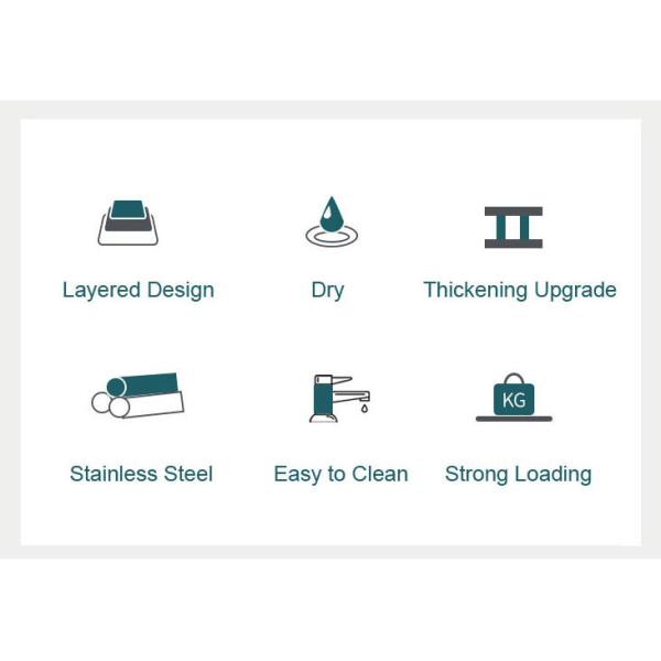 3 Tier Countertop Kitchen Rack Stainless Steel Green Gold 1.8 Litres Volume