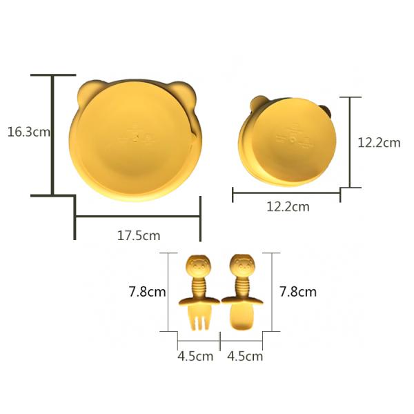 Durable Mini Suction Plate And Bowl Set Silicone Bear Shape For Baby Feeding