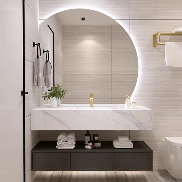 Luxury Rock Plate Integrated Bathroom Cabinet Hotel Toilet Wash Basin