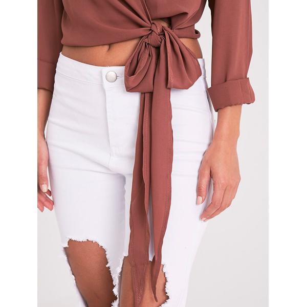 Latest Fashion Ladies Wrap Blouse With Tie