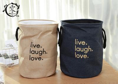 Household Essentials Storage Buckets Drawstring Natural Canvas With Digital Printed Logo