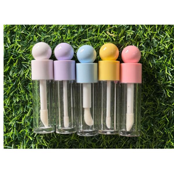Spherical Cap 6ml Large Brush Lip Gloss Bottle Cute Round Cosmetic Lip Gloss Stick Tube Empty Lip Oil Container