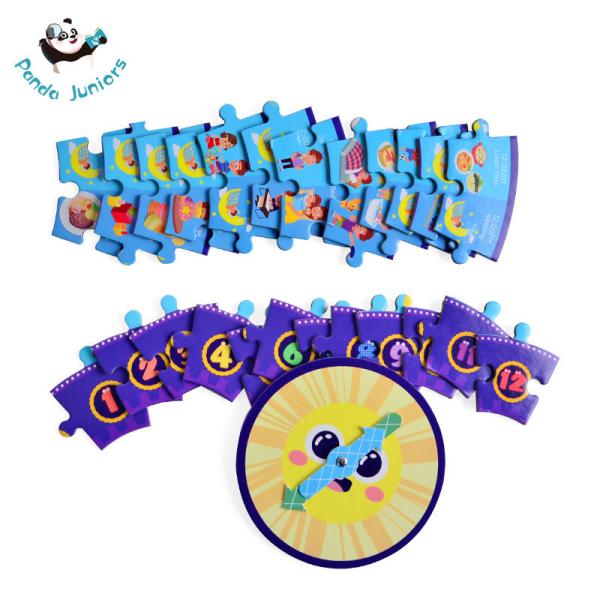Round Color Sorting Time Jigsaw Puzzle , Clock Teaching Educational Puzzle Toys