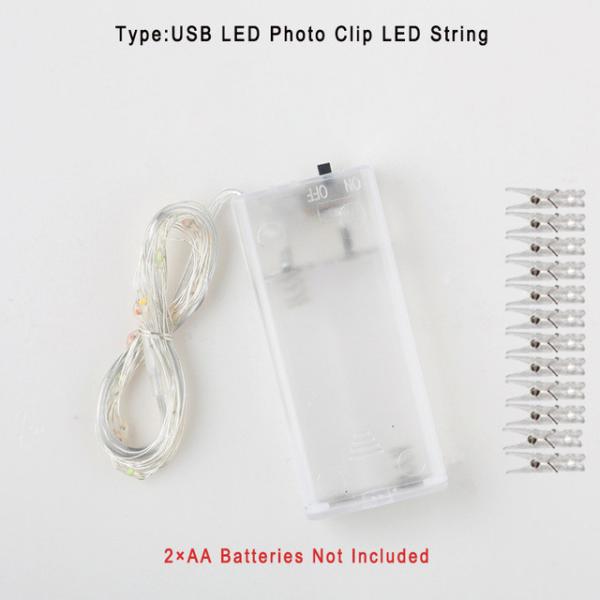 LED String Lights 2M/5M/10M Photo Clip Fairy Lights Outdoor Battery Operated Garland Christmas Decoration Party Wedding