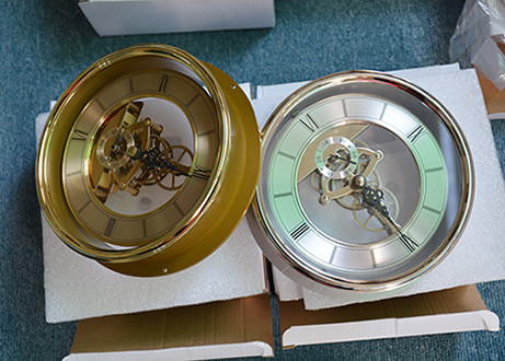 Vintage Stainless Steel Skeleton Clock Movement With Edge Transparent Back Cover