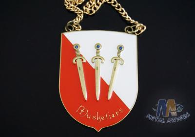 3 Sword Designed Soft Enamel Medals With Epoxy Antique Gold Plating