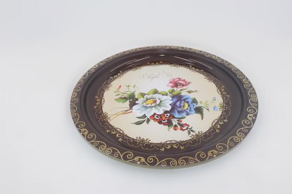 40cm Decor dishes plate for salad dinner SS flower decal pasta plate for hotel