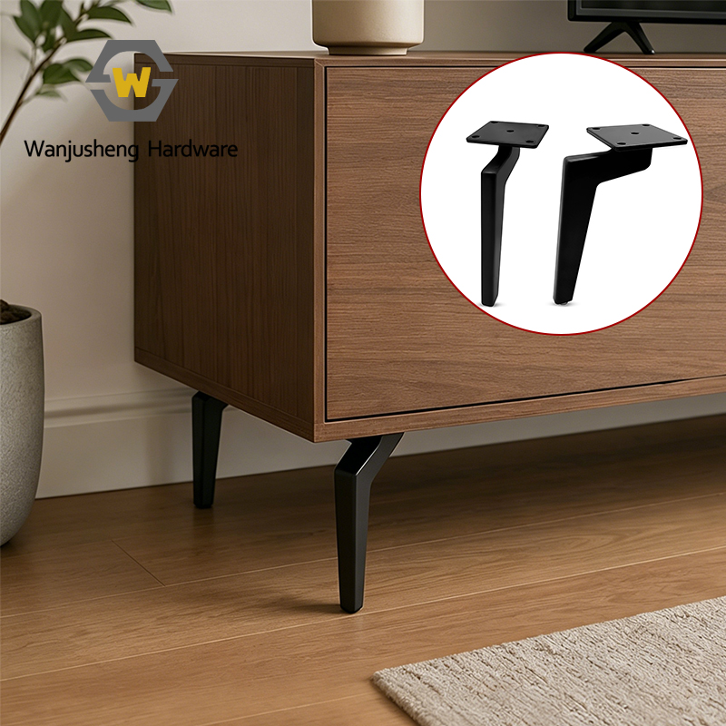 Matte Black Thickened Metal Angled Sofa Legs Cabinet & Coffee Table Furniture Leg Fittings