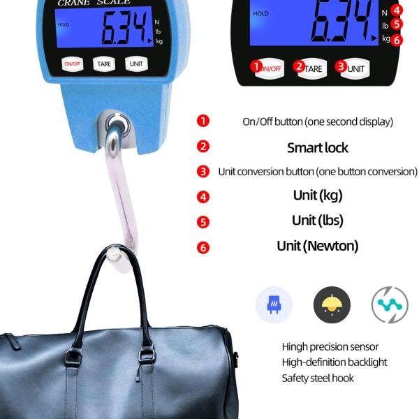 Hanging Scale Heavy Duty Stainless Steel Hook Scales 300kg/150g/50g/100g Capacity Portable Digital Crane Scale 0.01g Accuracy