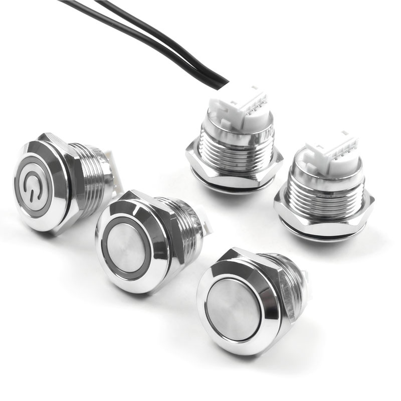 Ultra Short 12mm Momentary LED Mini Push Button Switch Flat/High Head Waterproof Metal Design