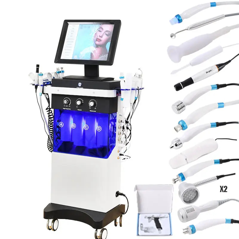 14 in 1 Hydra Facial Machine Oxygen Injection Pore Cleansing Anti‑Aging Skin Tightening Device for Spa Beauty Salon CE Certified Wholesale