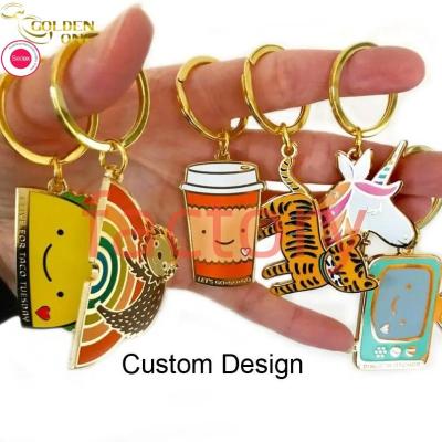 Enamel Personalized Metal Keychain Round Double Sided Chrome Plated Circle