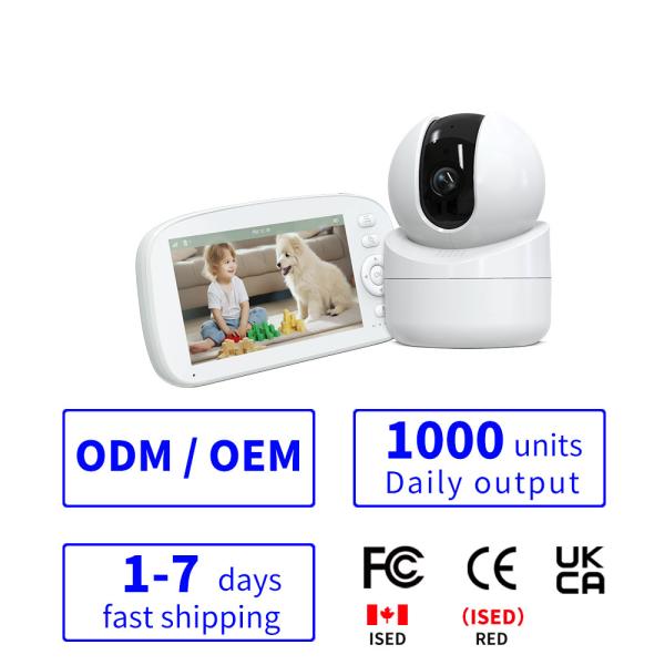 5 Inch HD Baby Monitor with Split Screen and Temperature Alarm