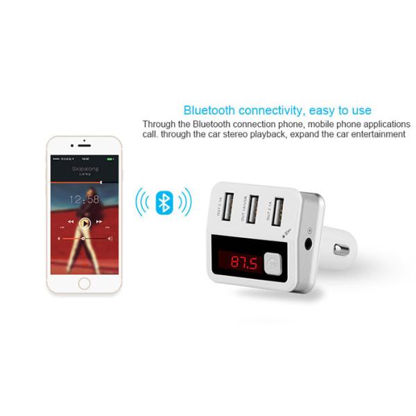 Music Player Bluetooth Car Charger / 3 USB Charger With Full FM Frequency