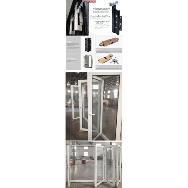 Porte Bifold se pliante rouge de pile en verre de patio extérieur avec le cadre en aluminium