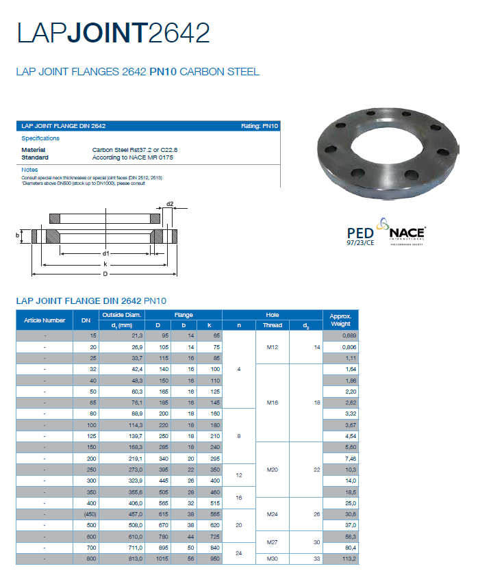 X2CrNiN18-10 1.4311 Stainless Steel Lap Joint Flange EN 10222-5 Forged Lap Joint Flange