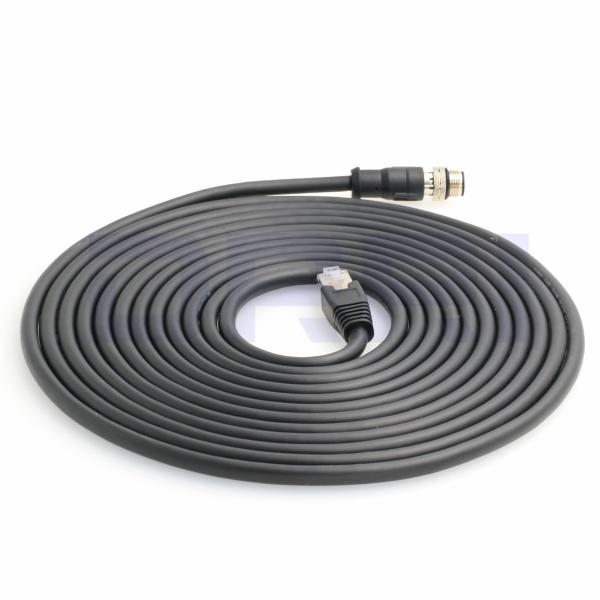 M12 8 Pin Male A Coding to RJ45 Ethernet Cat5e Cable Shielded Cable