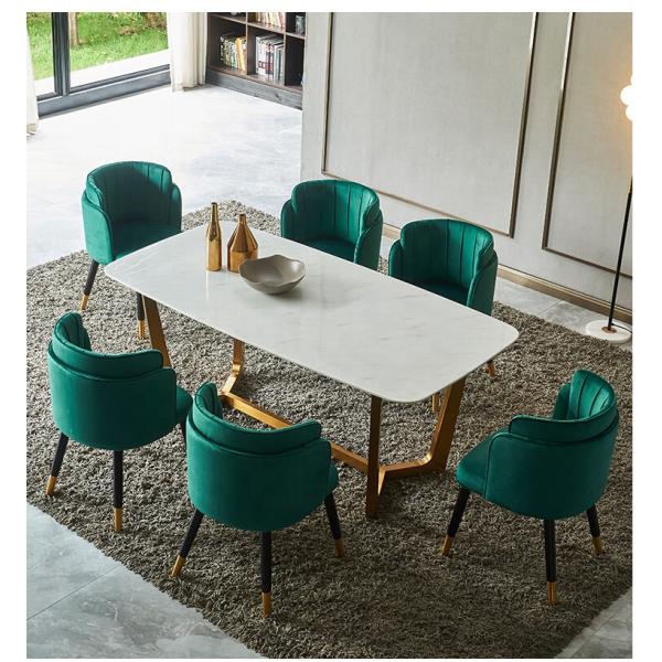 Velvet Accent Fabric Dining Room Chairs High Back With Arms For Guest Room