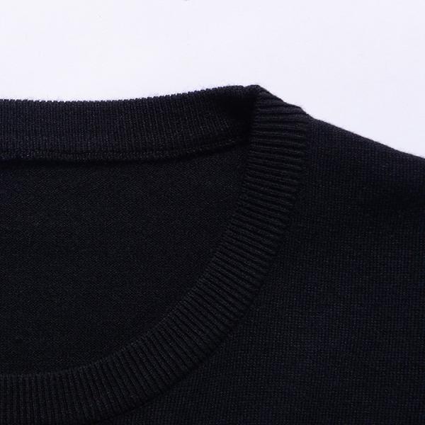 Color Combination Autumn Crew Neck Stripe Sweater Cotton Knitting Black Clothes Sweater