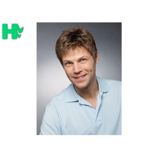 Natural Black Layered Men Hair Wigs With Short Hair Bangs , Short Length