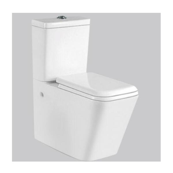 Slowly Toilet Seat Cover and Dual-Flush Water Closet for Modern White Color Bathroom