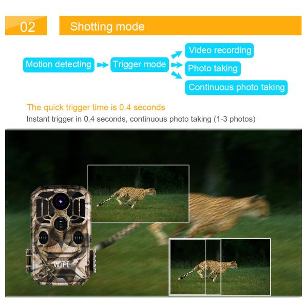 Night Vision Wifi 1080p Outdoor Trail Camera 90 Degree 30mp For Hunting Game