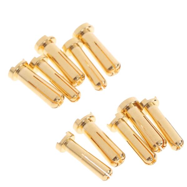 4/5mm bala banana plug conector macho fêmea banhado a ouro para peça de bateria RC