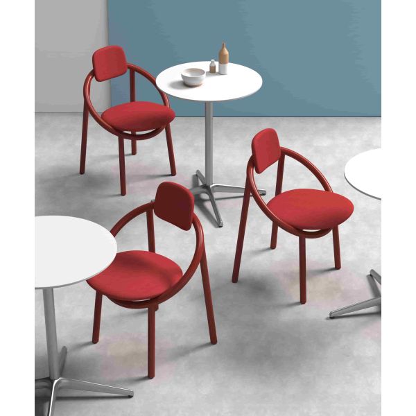 Fabric Upholstered Modern Restaurant Chair Bentwood Powder Coated Metal Base