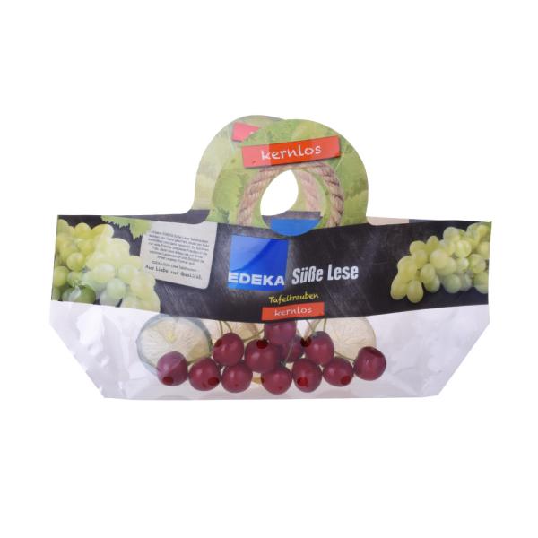 Printing OPP Zipper Food Grade Plastic Packaging Bags for For Fresh Fruit and Vegetables with Holes and Hanger