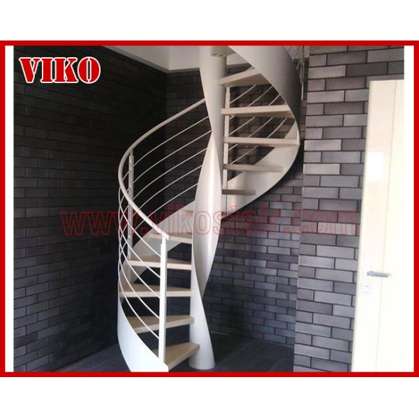 Spiral Staircase VH15S Tread Beech 304 Stainless Steel Spiral Stainless Steel Stair Handrail Railing Glass