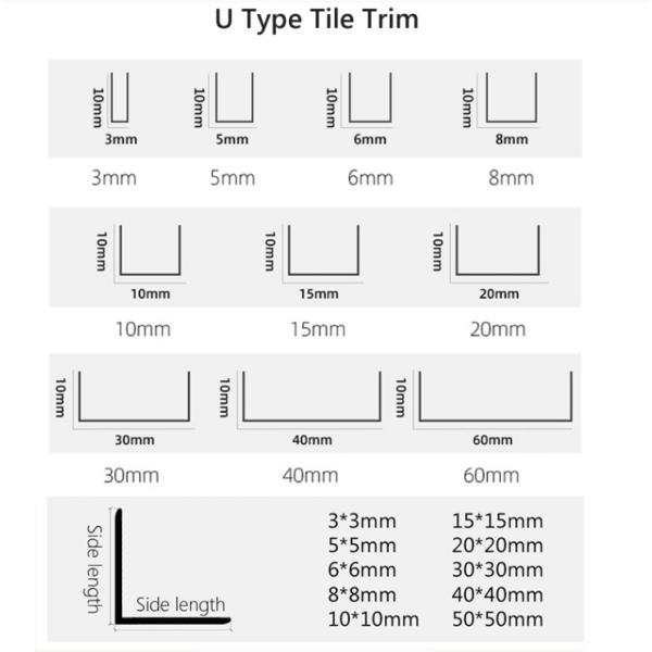 Алюминиевая сплав профиль отделки, Нержавеющая сталь плитка отделка для плитки угол