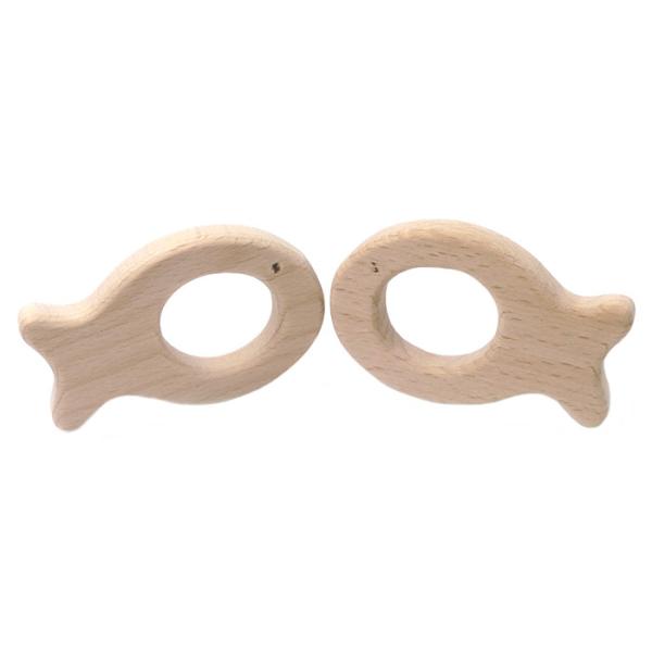 Beech Handmade 55mm Wooden Teething Toy Natural Wood Teethers Necklace