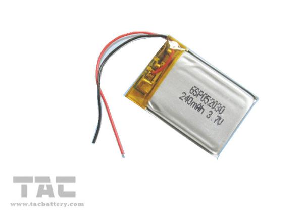 High Capacity LP052030 3.7V 260mAh Polymer Lithium Ion Batteries for Communicator