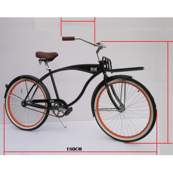 Single Speed Adult Coaster Brake Beach Cruiser Bike with Front Carrier and 26 White Wall Tire