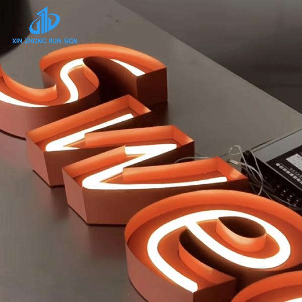 Retro neon outdoor lighting lettering metal double-sided 3D slot lettering