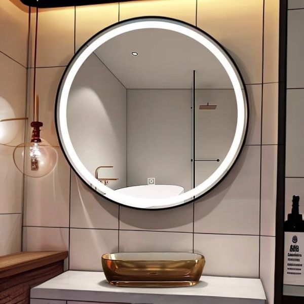 Modern Premium 32-Inch Anti-Fog Touch Switch Wall Mirror Aluminum Frame for Luxurious Bathroom Design Apartments Hotels