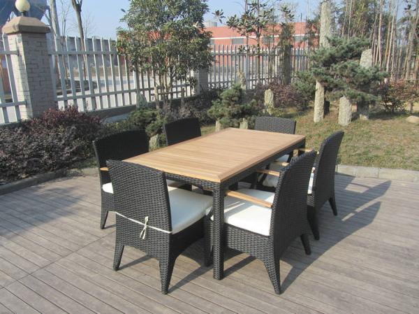 Brown Wicker Rattan Garden Dining Sets , Conservatory Furniture Set