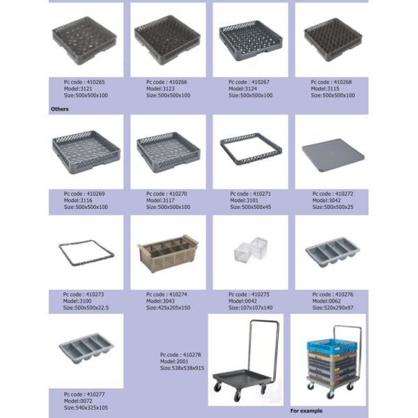 PP Compartment Glass Rack Kitchen Plate Rack For Commercial Dishwashing Machine