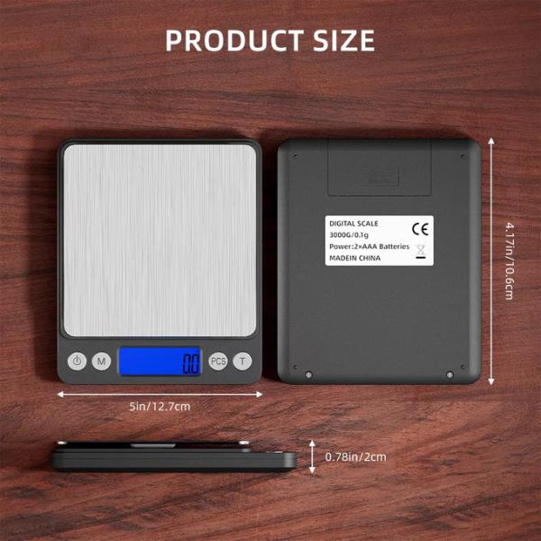 Escala de cocina digital 3kg/0.1g 500g/0.01g,1kg/0.1g,2kg/0.1g,3kg/0.1g Acero inoxidable LCD eléctrico electrónico gramo