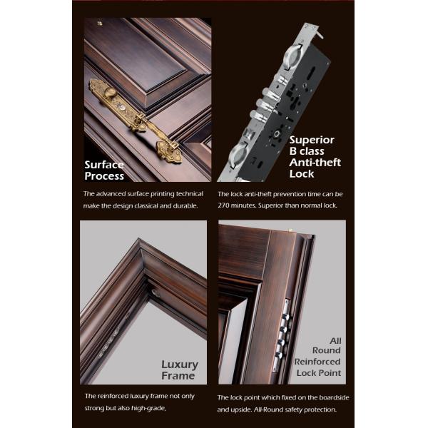 Guatemala Carved Design Cast Aluminum Low Price High Quality Main Front Security Steel Door for Commercial Buildings