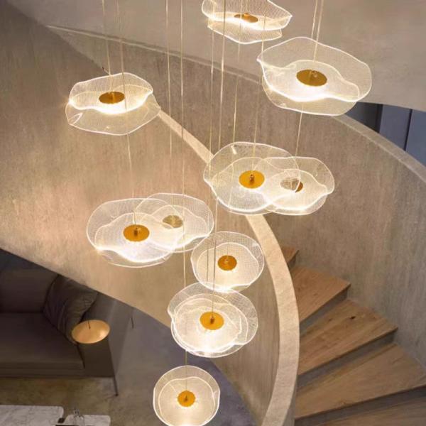 Modern Decorative Interior Acrylic LED Chandelier Nordic Living Room Hotel Double Lotus Decorative Chandelier