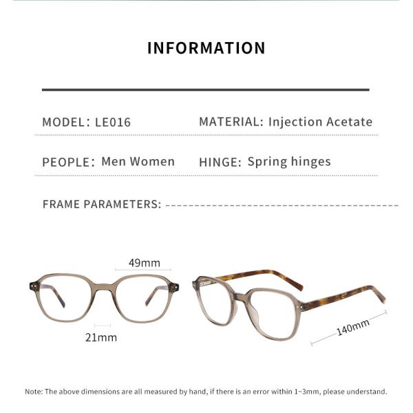 Не рецепт вокруг ширины объектива Eyewear объективов стекел ацетата ясной 49 mm