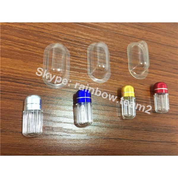 Pilule sexuelle en or plastique réutilisable, petite bouteille de médicament, bouteilles de pilule à zone étendue.