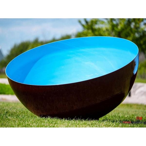 Art Decoration Singing Bowl Cerulean Sky Medium Blue Stainless Steel Outdoor Sculpture